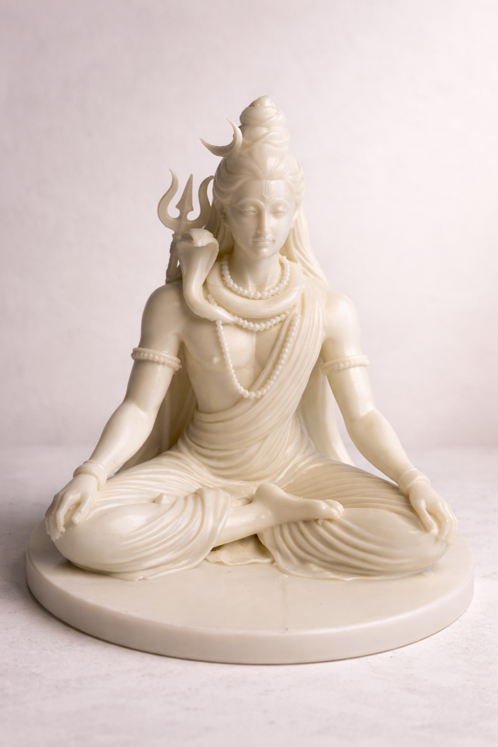 Lord Shiva Meditating Statue – Silk Ivory Finish