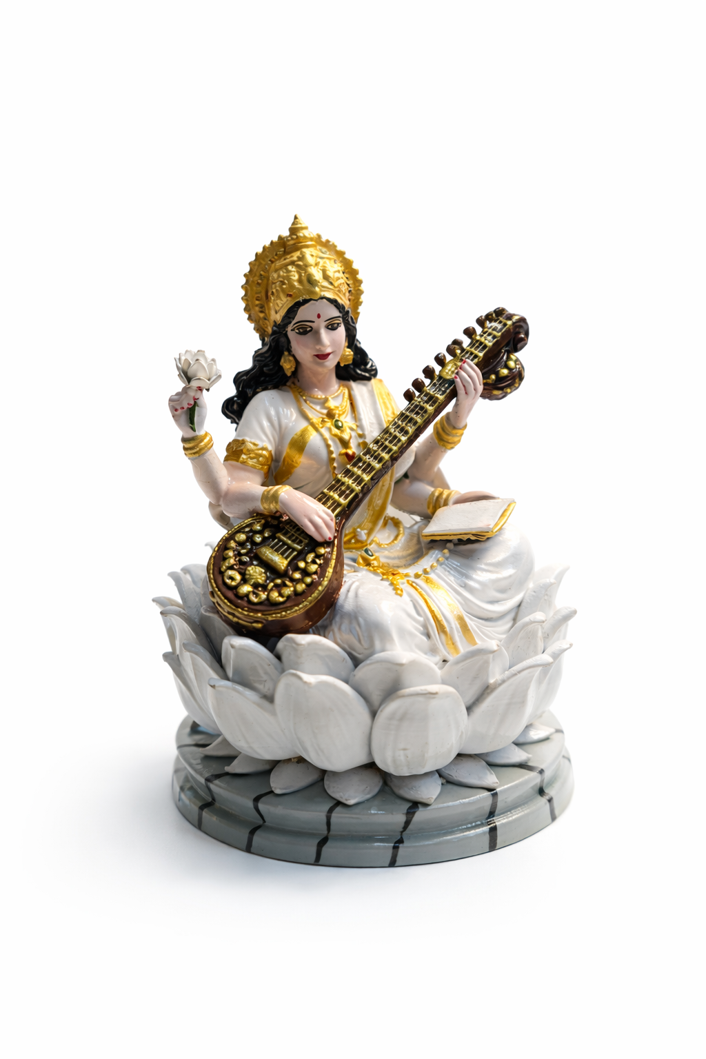 Maa Saraswati Premium Idol – Elegant Veena Statue for Home & Décor