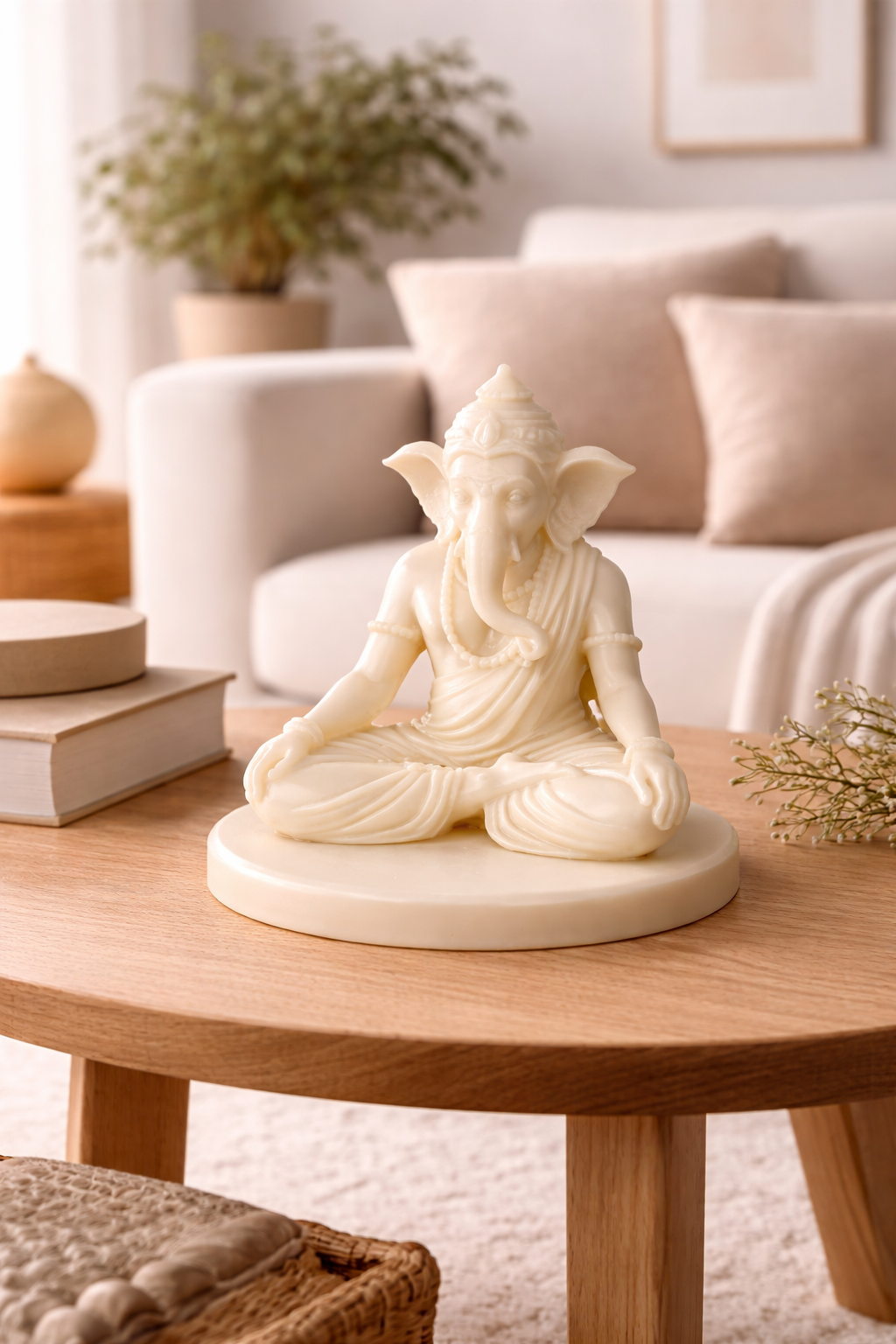 Vighnaharta Ganpati Idol – Silk White Finish
