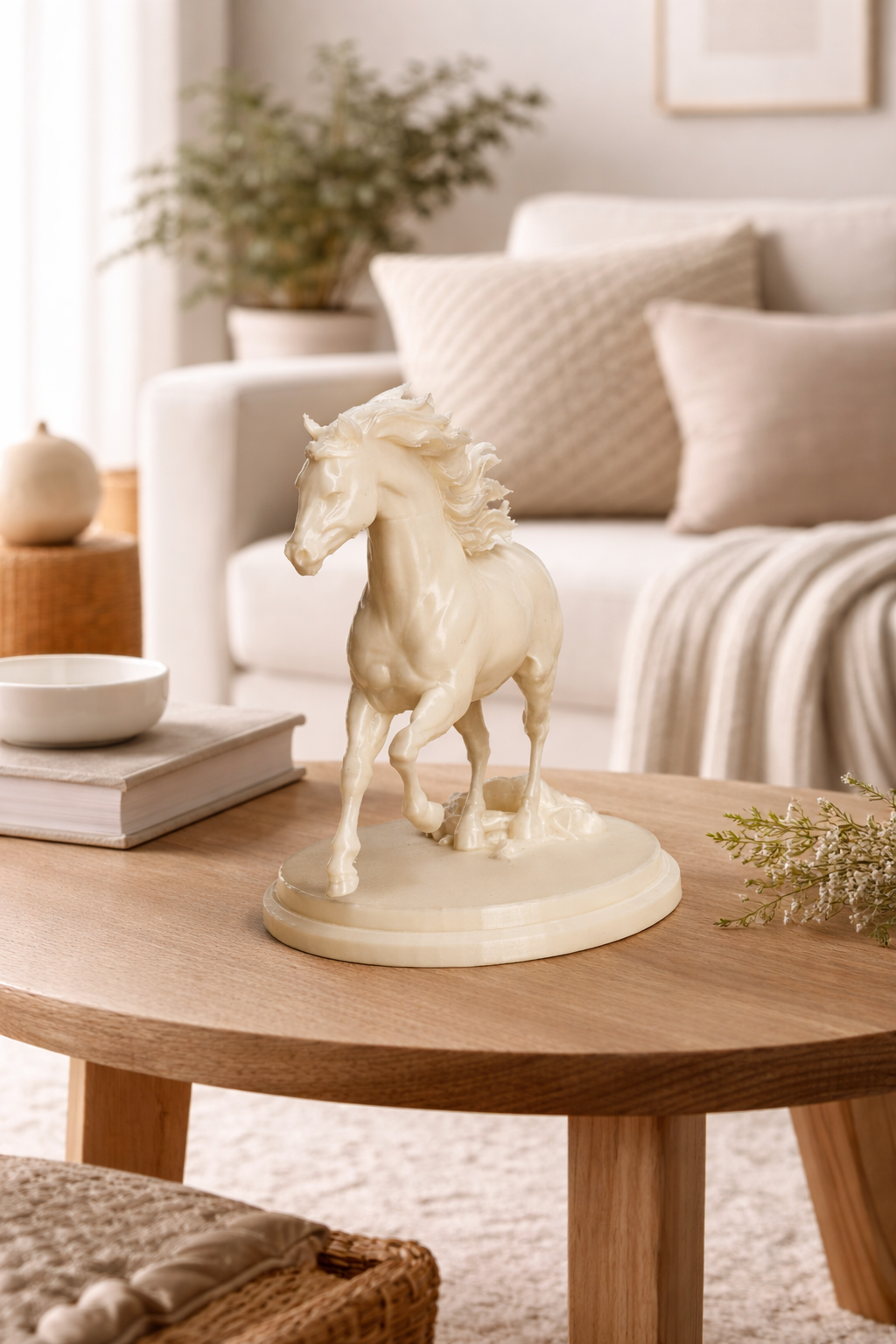 Silk White Horse Statue – Symbol of Strength & Victory