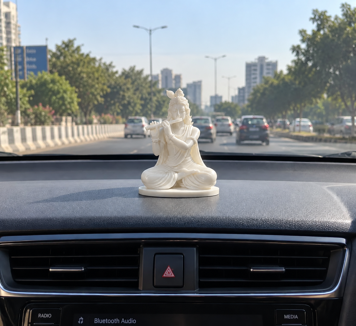 Lord Krishna Flute Pose Statue – Silk Ivory Finish