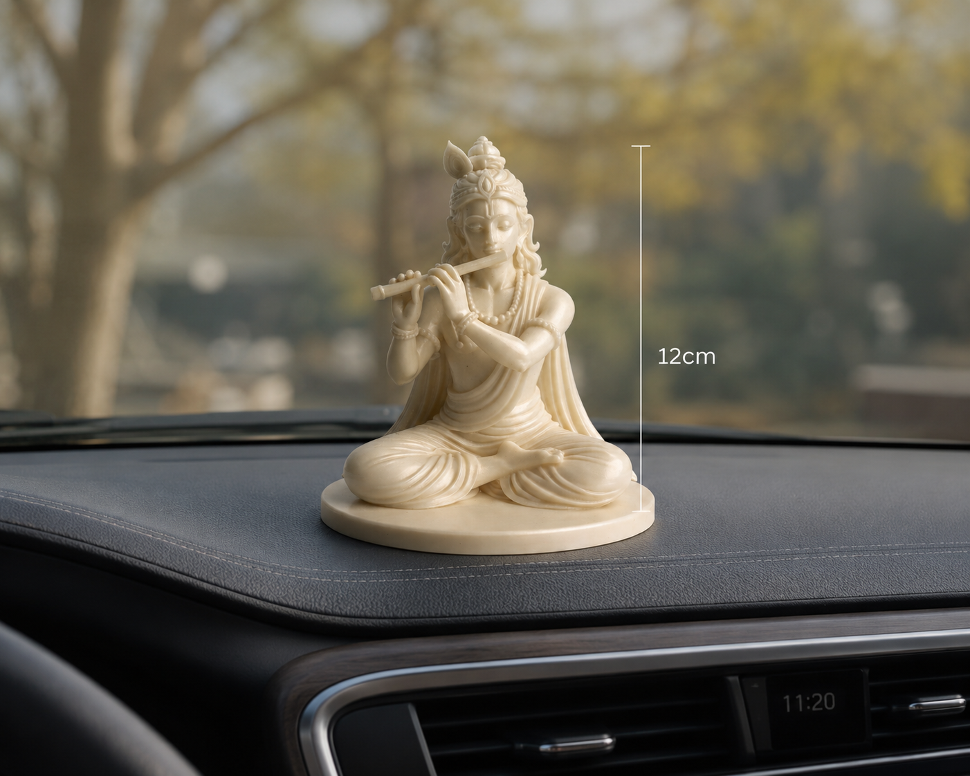 Lord Krishna Flute Pose Statue – Silk Ivory Finish