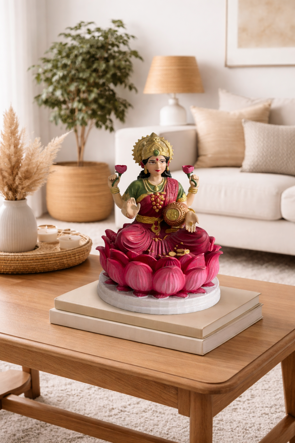 Mahalakshmi Lotus Idol – Prosperity & Wealth Blessing Statue (Handcrafted Finish)