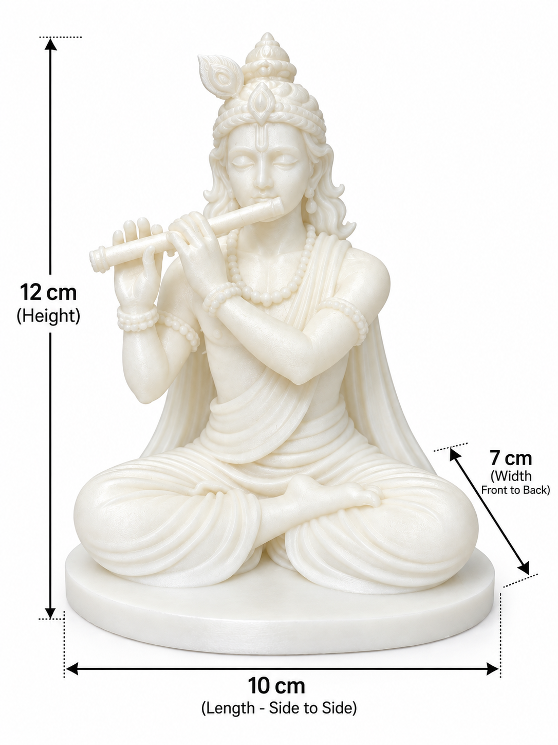Lord Krishna Flute Pose Statue – Silk Ivory Finish