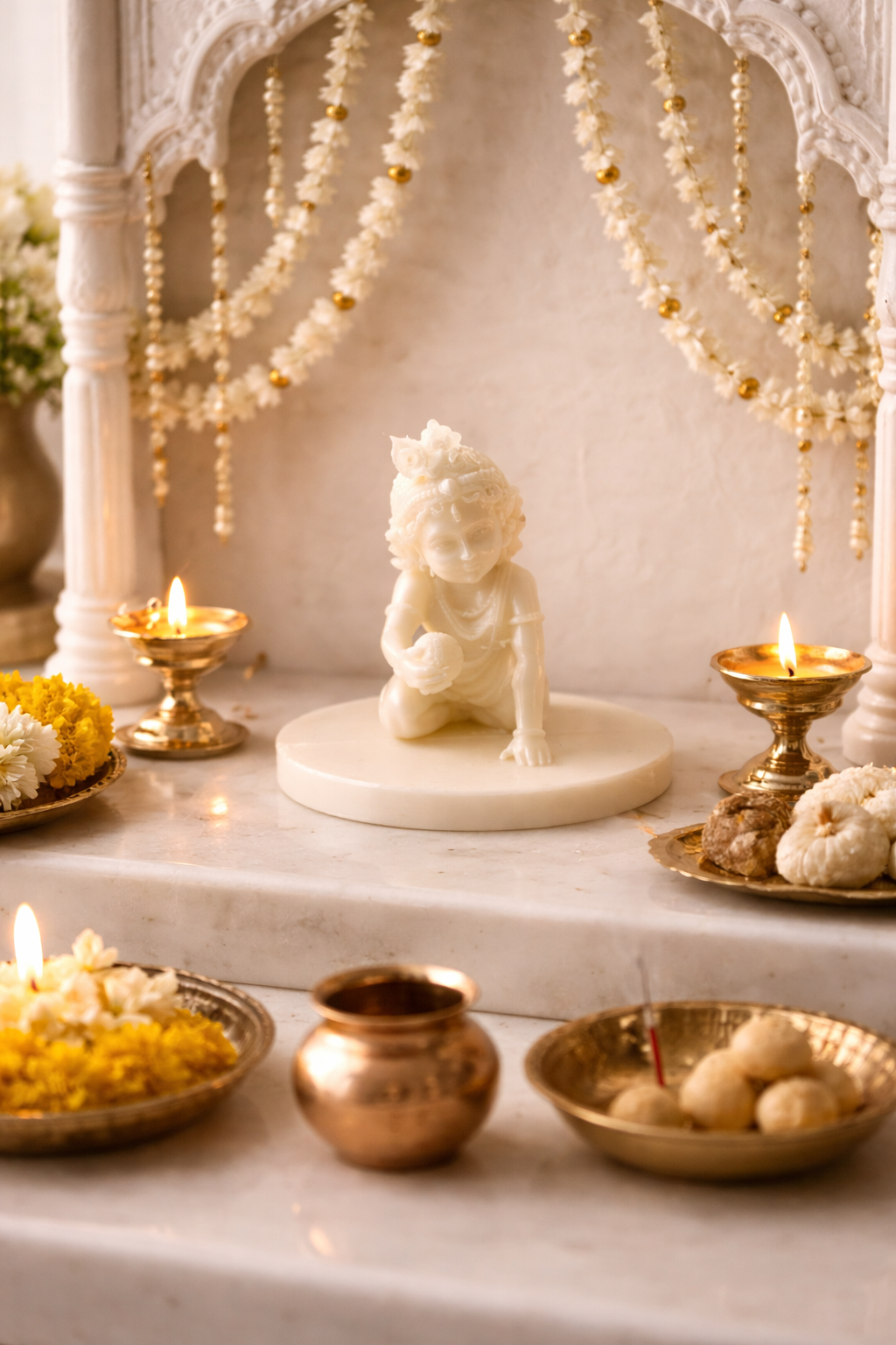 Laddu Gopal Silk White Idol – Divine Home Murti