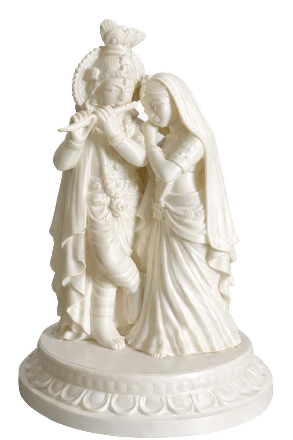 Divine Radha Krishna Silk White Idol – Elegant Spiritual Home Décor