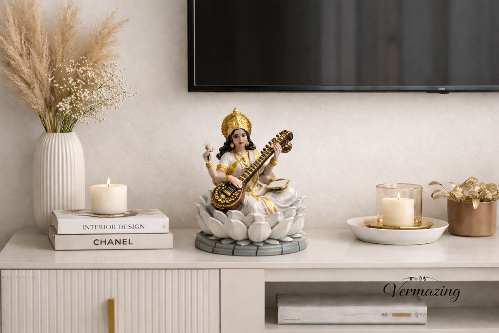 Maa Saraswati Premium Idol – Elegant Veena Statue for Home & Décor