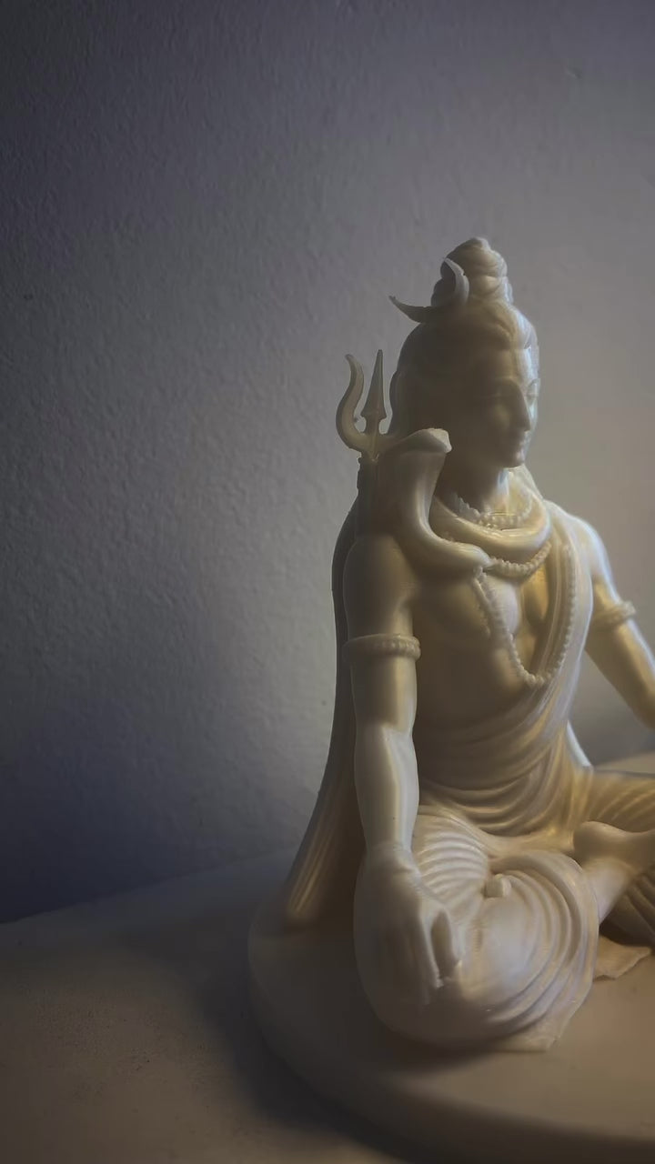 Lord Shiva Meditating Statue – Silk Ivory Finish
